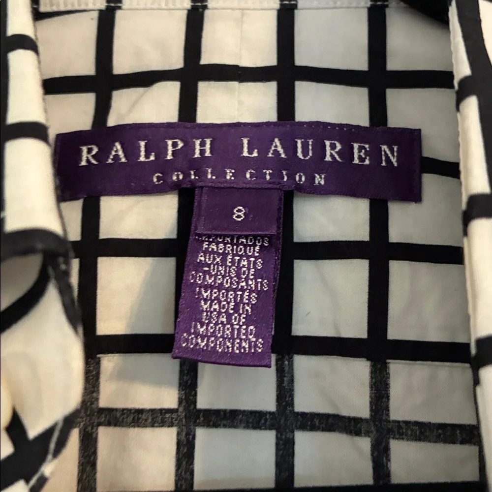 Ralph Lauren Purple Label Navy(?) & White Grid Button-Up Shirt - 8 - Picture 2 of 4